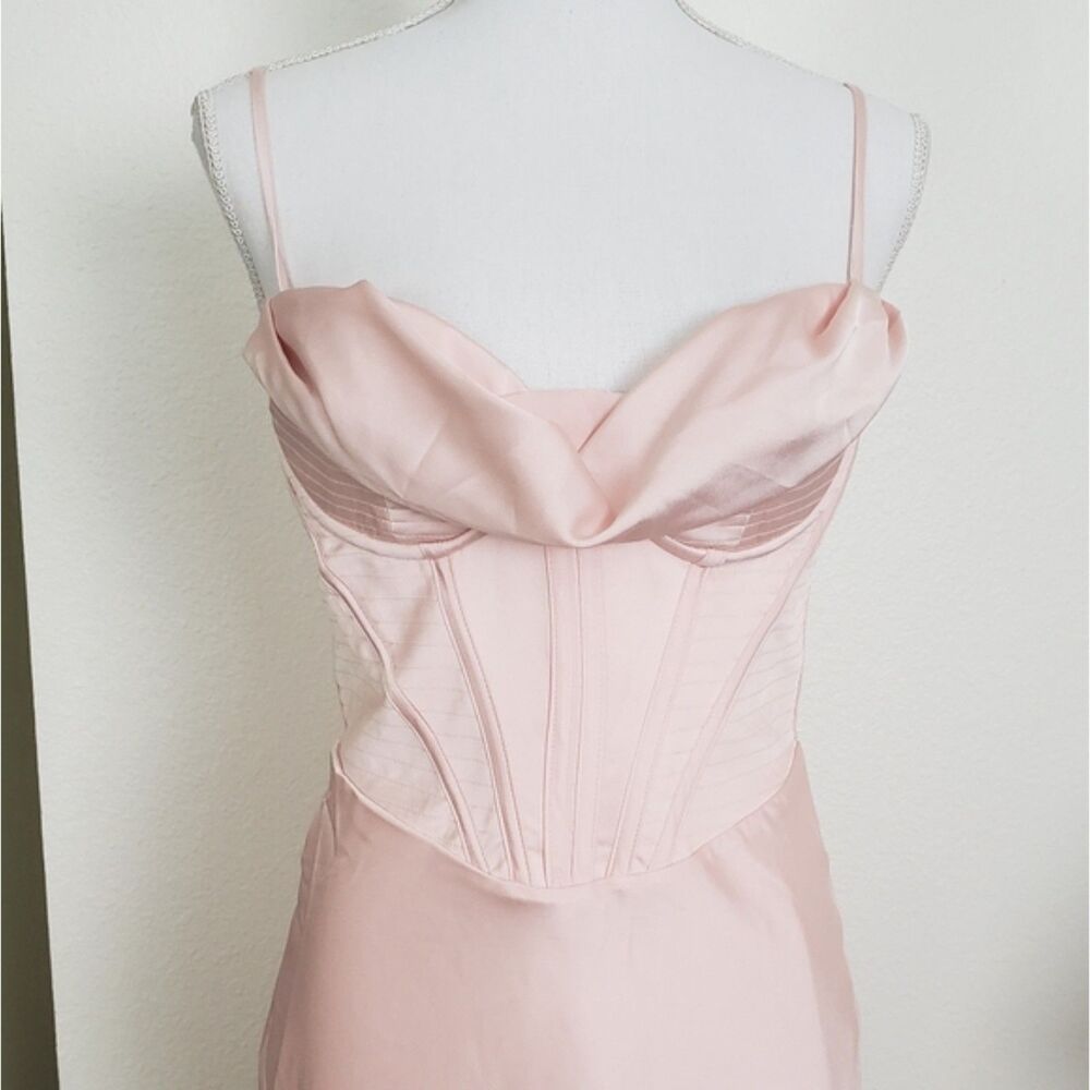 NWT House of CB 'Charmaine' Blush Pink Corset Maxi Dress sz S plus cup - Picture 4 of 16